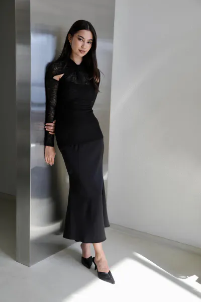SIREN Silk Skirt Black 8