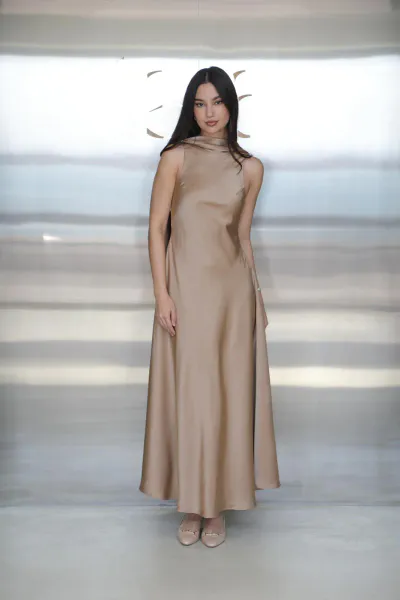 SOLANGE Silk Gown Bronze Brown 10